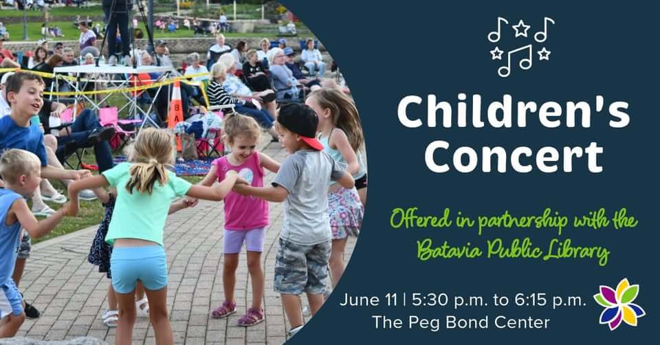Children dancing outside the Peg Bond Center in Batavia Illinois